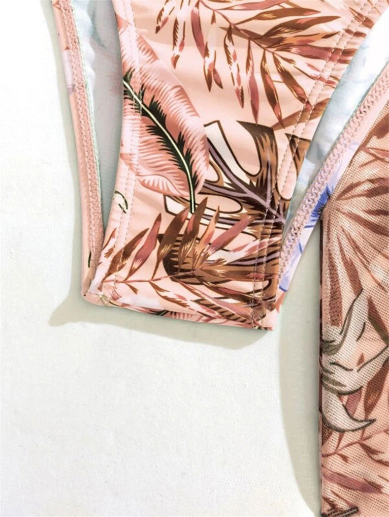 Women's 3-Piece Mesh Long Sleeve Cover-Up – Beach Bikini Set