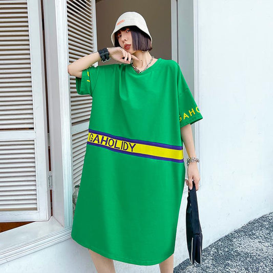 Women Summer Short Sleeves Letter T Shirt Dresses-Cozy Dresses-Free Shipping at meselling99