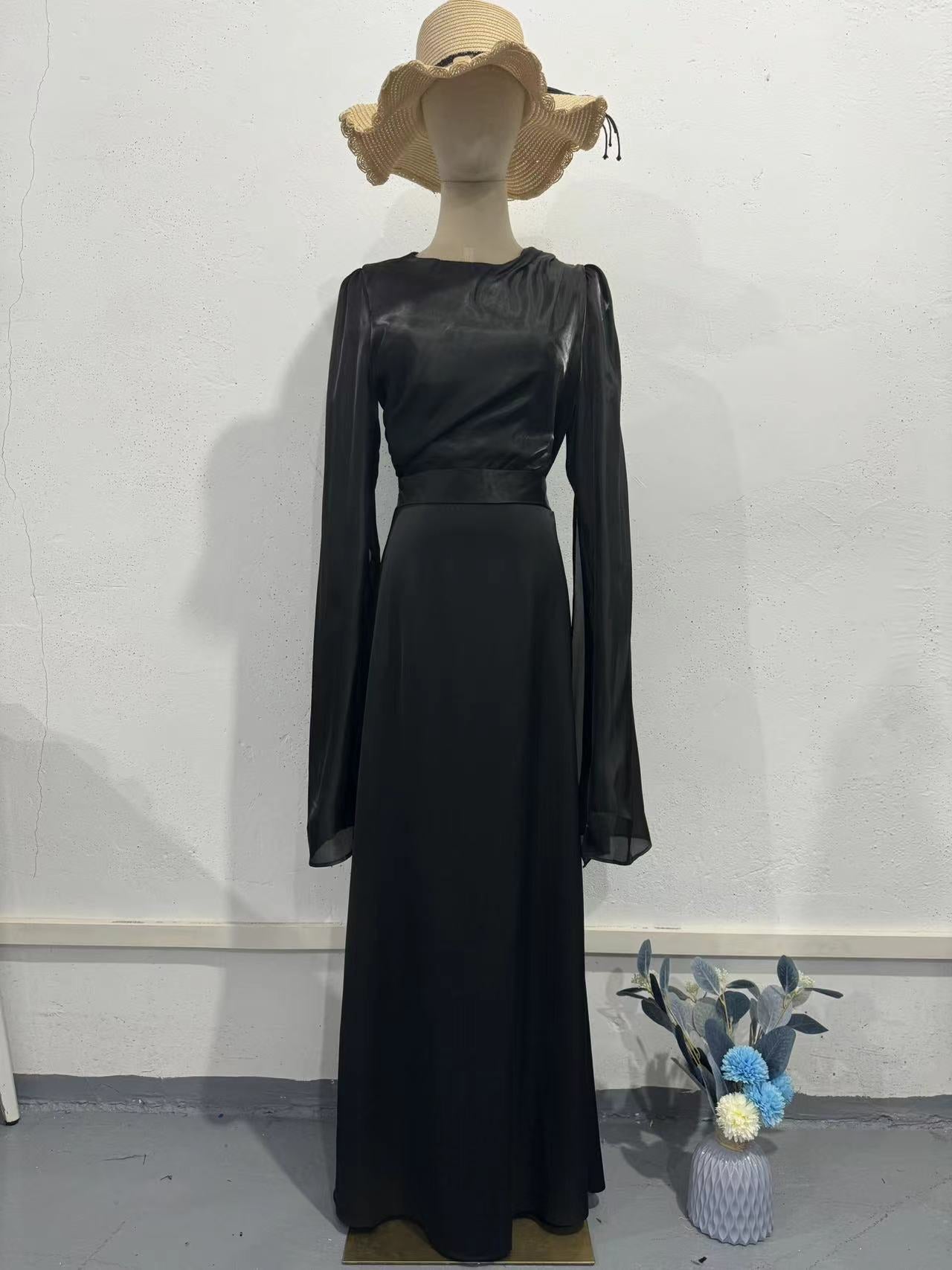 Elegant Satin Summer Long Sleeves Dresses