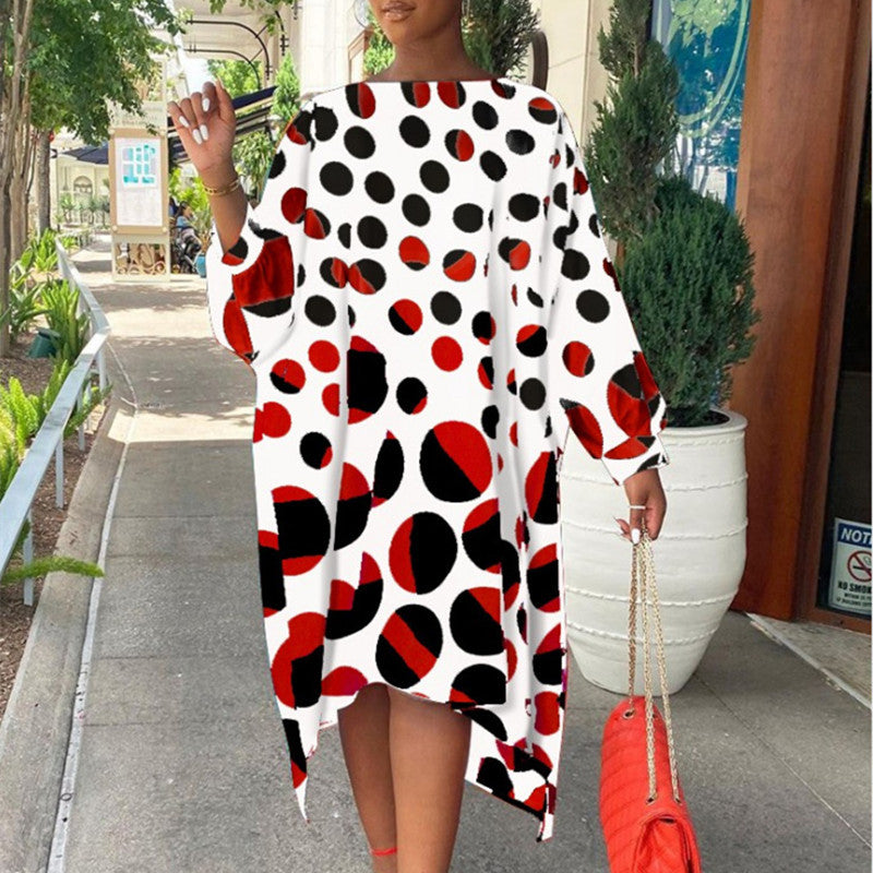 Casual Off The Shoulder Dot Print Dresses