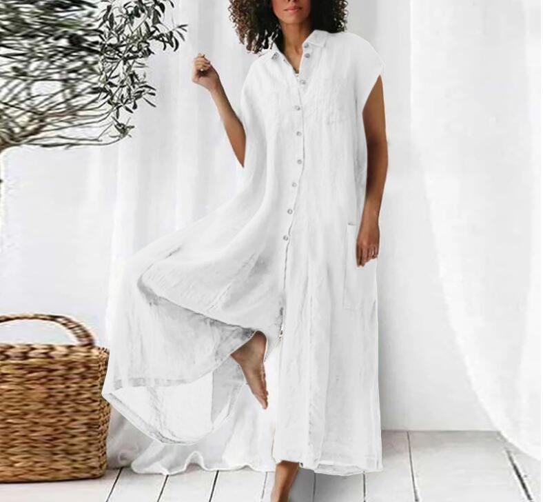 Women's Summer Linen Blend Solid Color Plus Size Jumpsuit