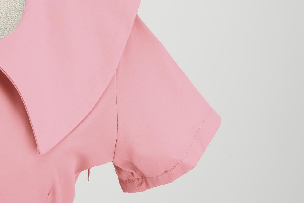 Women's Summer Party Dress with Notch Lapel and Flared Hem