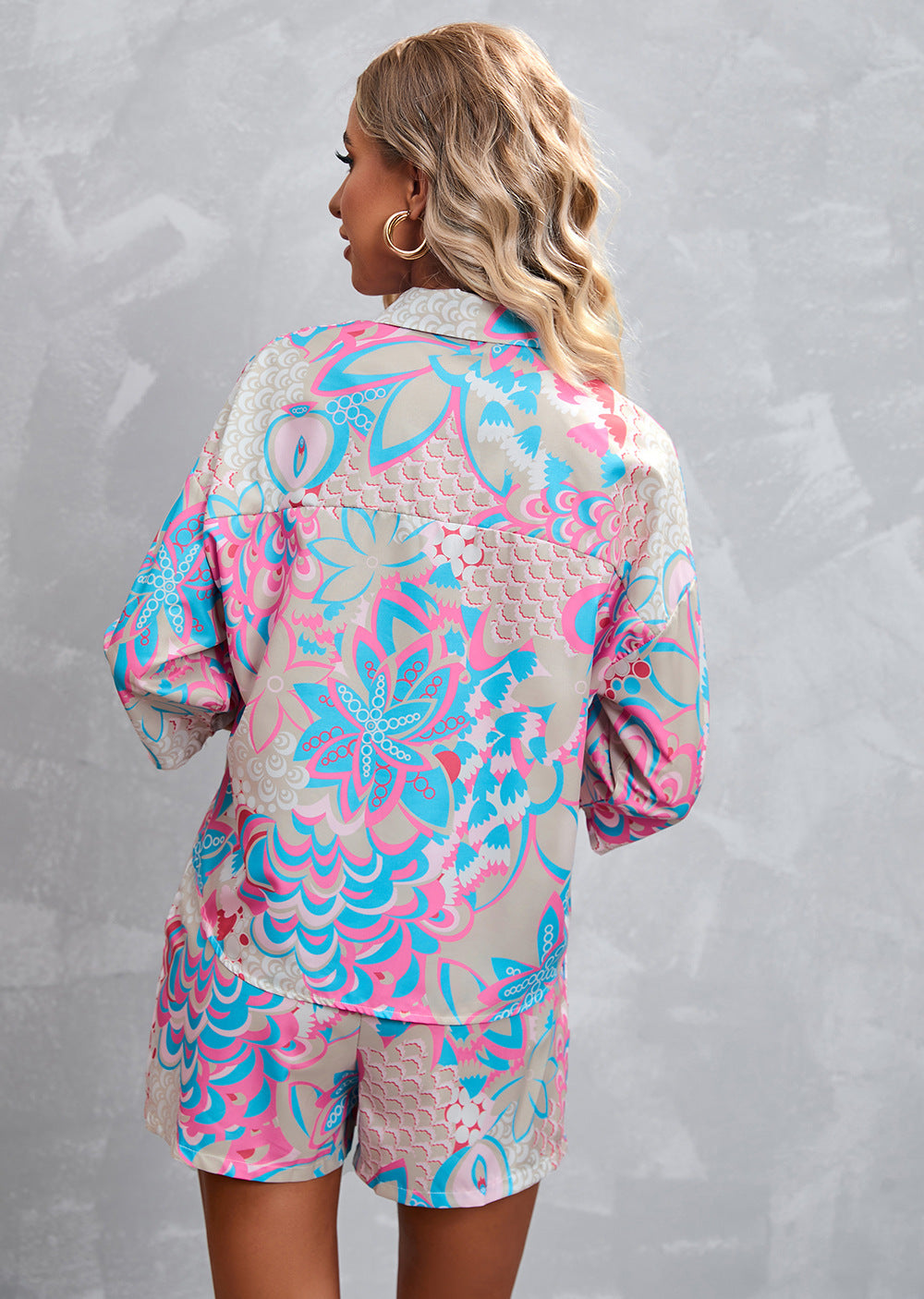 Women's Summer Floral Print Shorts & Short-Sleeve Casual Set