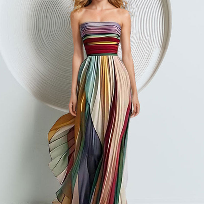 Sexy Strapless Gown Dress – Elegant Bustier Colorful Evening Dress for Women