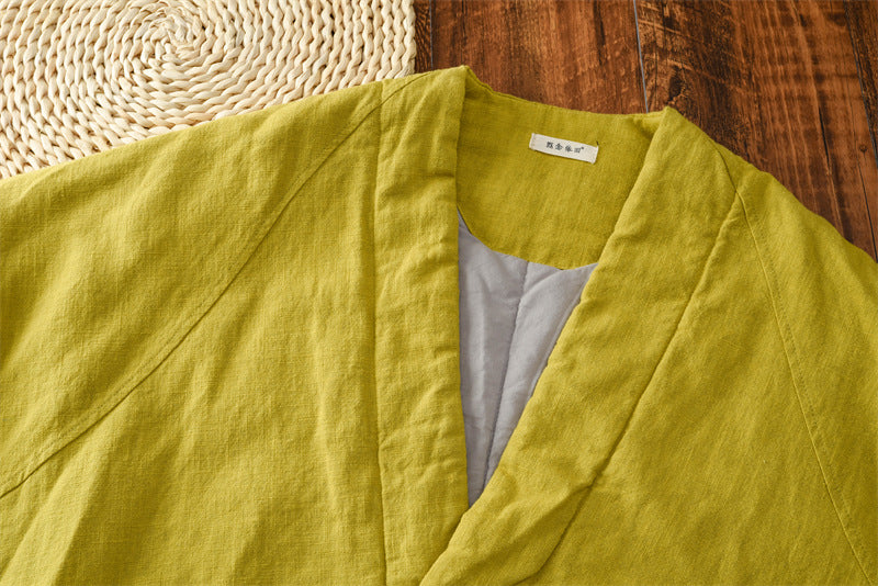 Vintage Linen Short Women Winter Outerwear