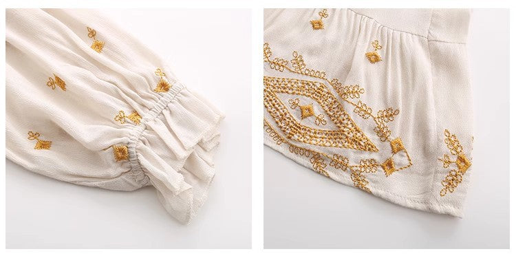 Bohemian Romantic Summer Doll Dress with Exquisite All-over Embroidery