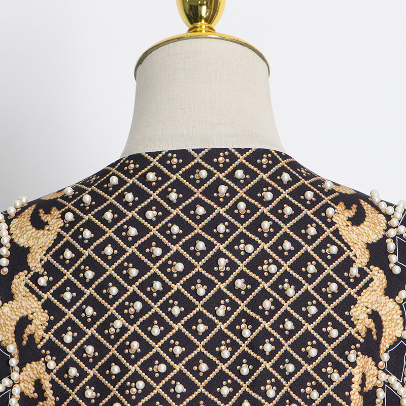 Vintage High-End Beaded Print Blazer