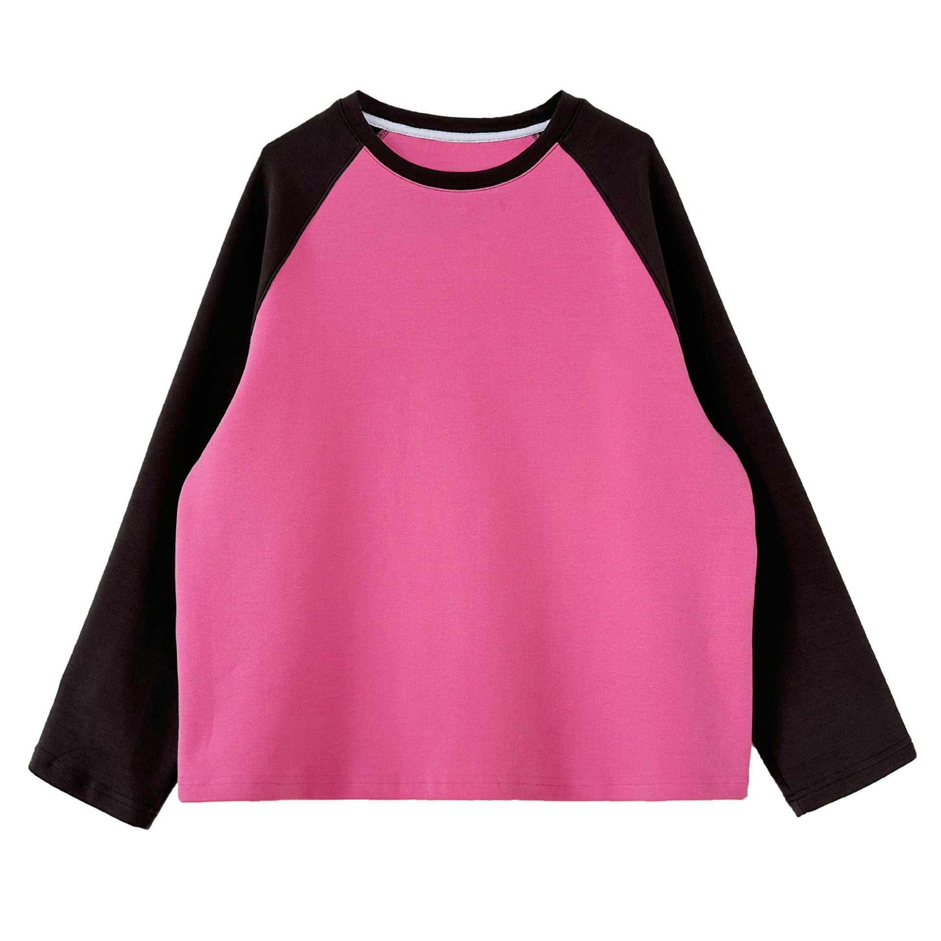 Retro Color-Block Long Sleeve T-Shirt – Oversized Graphic Sweatshirt for Women