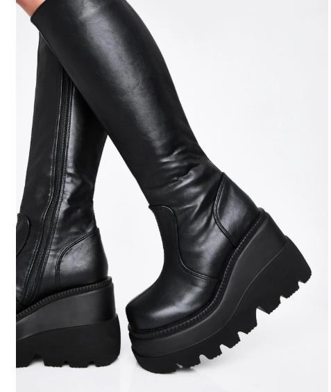 Gothic Wedge Heel Platform Combat Boots