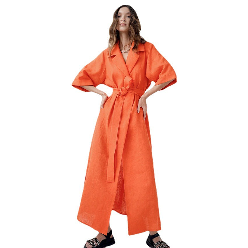 Casual Summer Cotton Linen Long Romper Dresses-Dresses-Free Shipping at meselling99