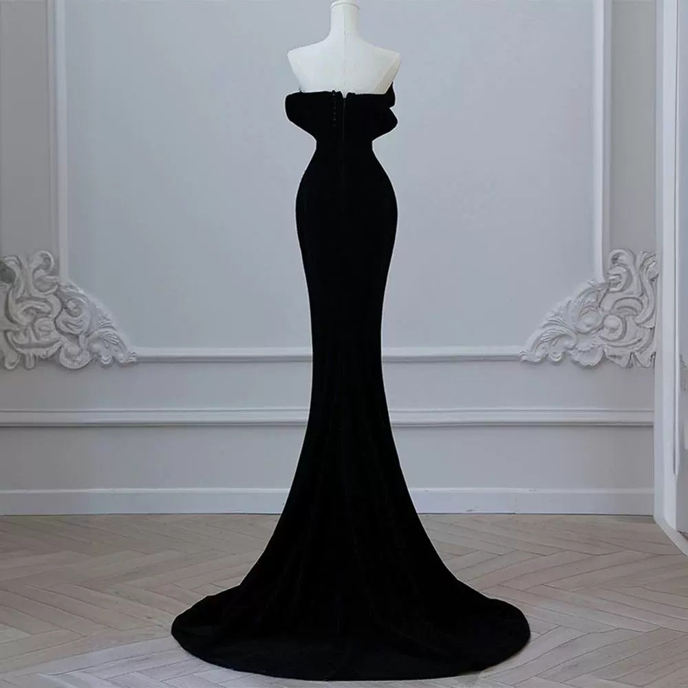 Black Strapless Sequin Mermaid Evening Gown