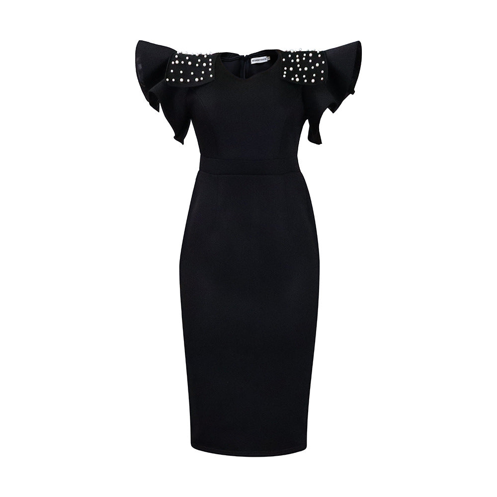 Summer Ruffled Sleeves Women Sheath Dresses-Dresses-Black-S-Free Shipping at meselling99