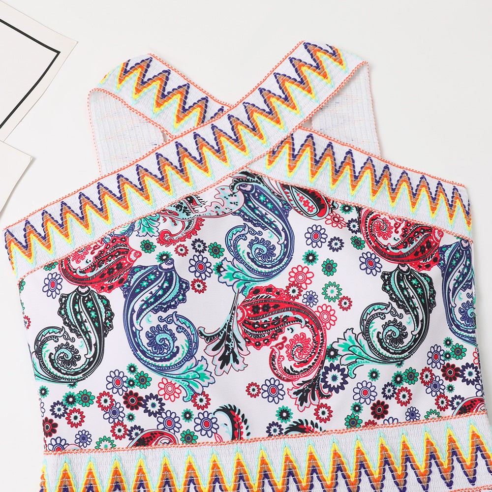 Boho Halter One Piece Women Swimwear