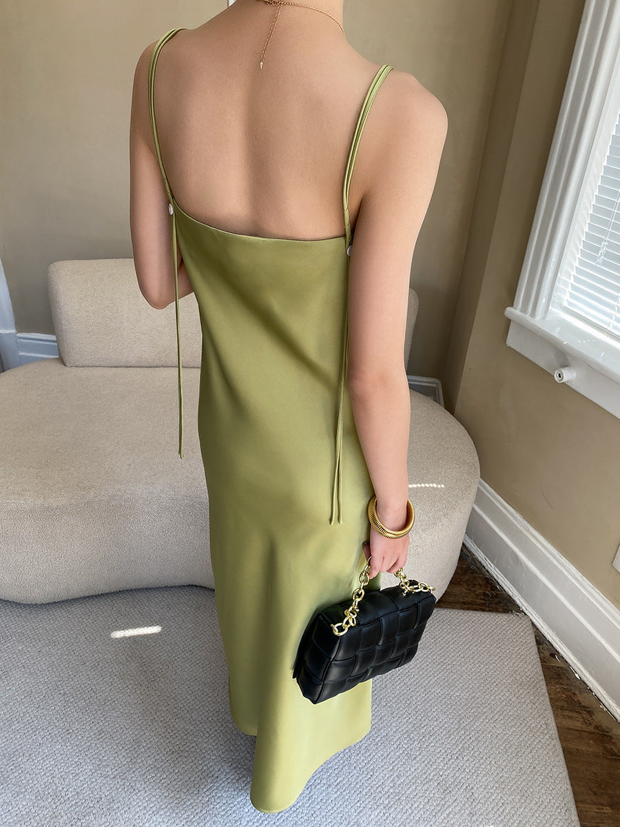 Elegant French Satin Slip Dress