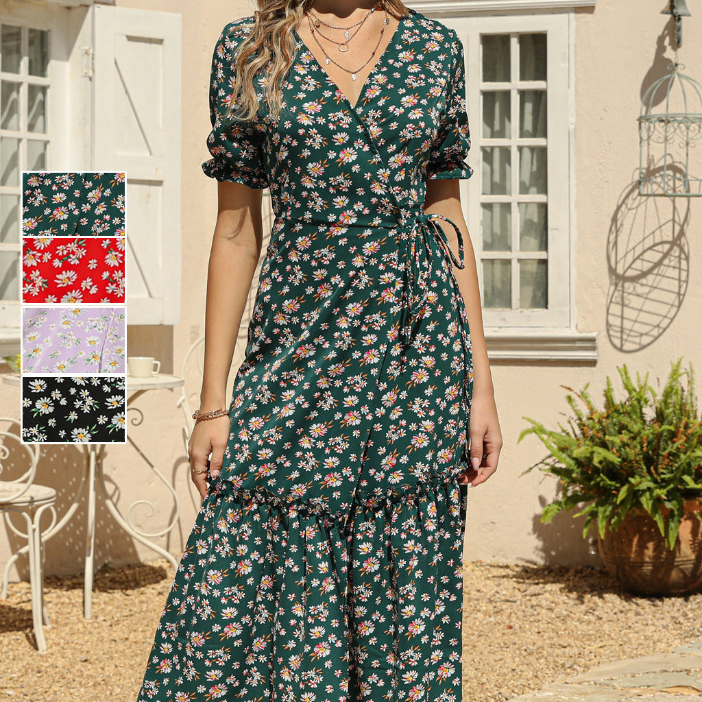 Women's Summer Boho V-Neck Beach Dress