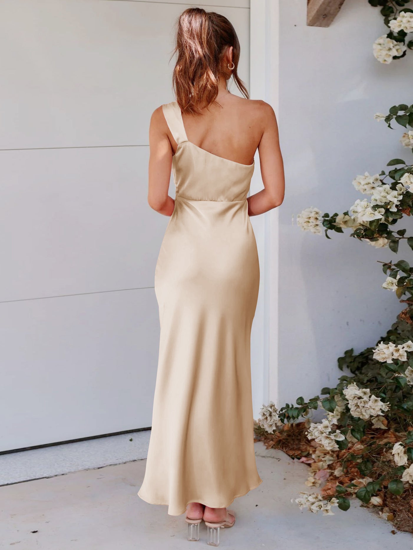 Elegant Satin One Shoulder Bridesmaid Dresses Party Dresses