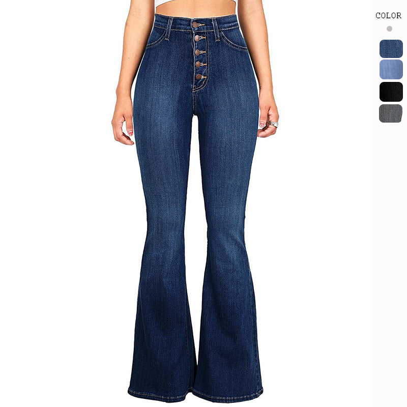 Casual High Waist Trumpet Jeans for Women