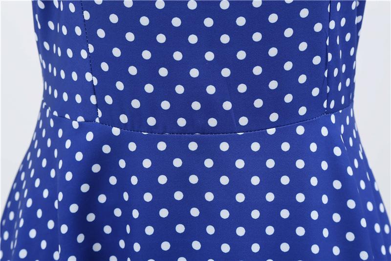 Short Sleeve Square Neckline Vintage Print Dot Dresses-Vintage Dresses-Free Shipping at meselling99