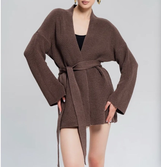 Oversized Belted Knit Cardigan | Cozy Loose Fit Open Front Sweater