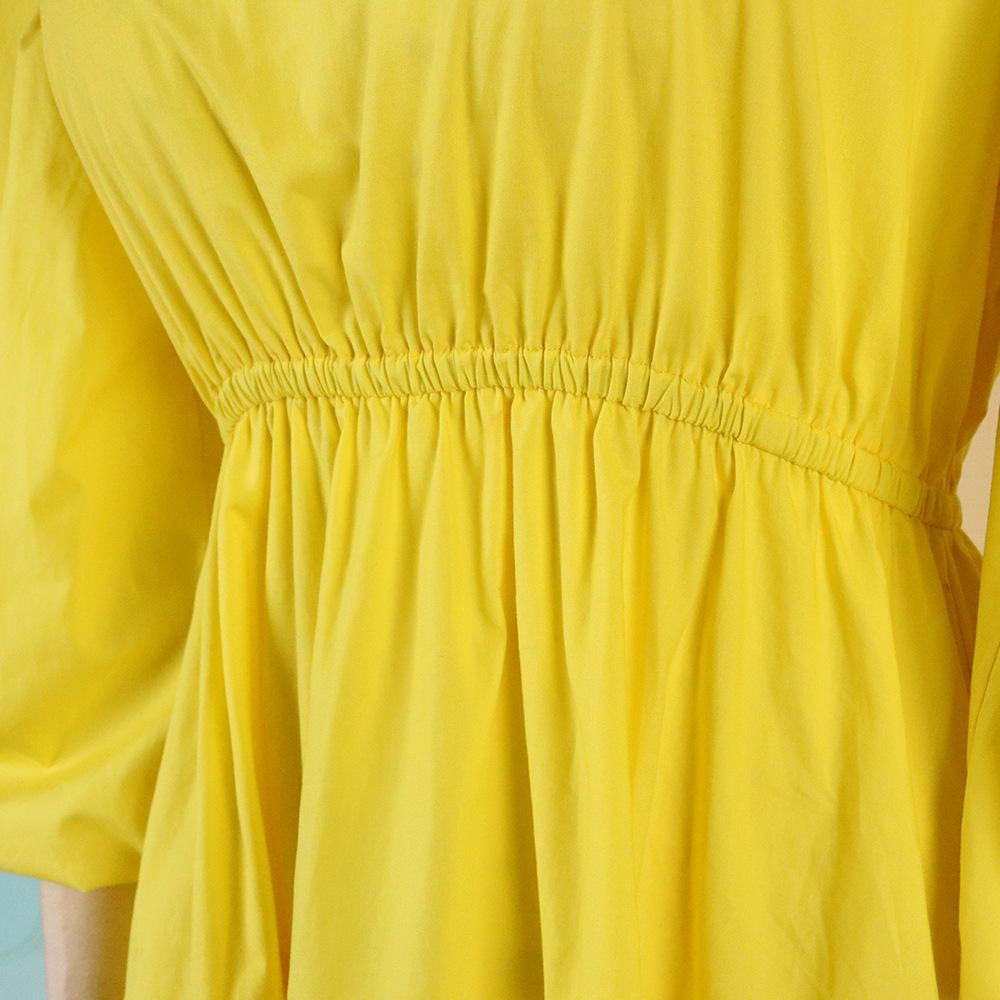 Yellow Women Ruffled Plus Sizes Short Dresses-Casual Dresses-Free Shipping at meselling99