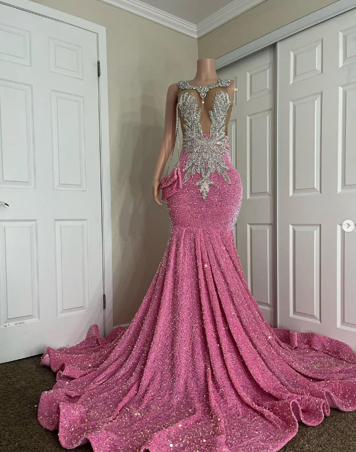 Luxury Sweep Train Evening Gown