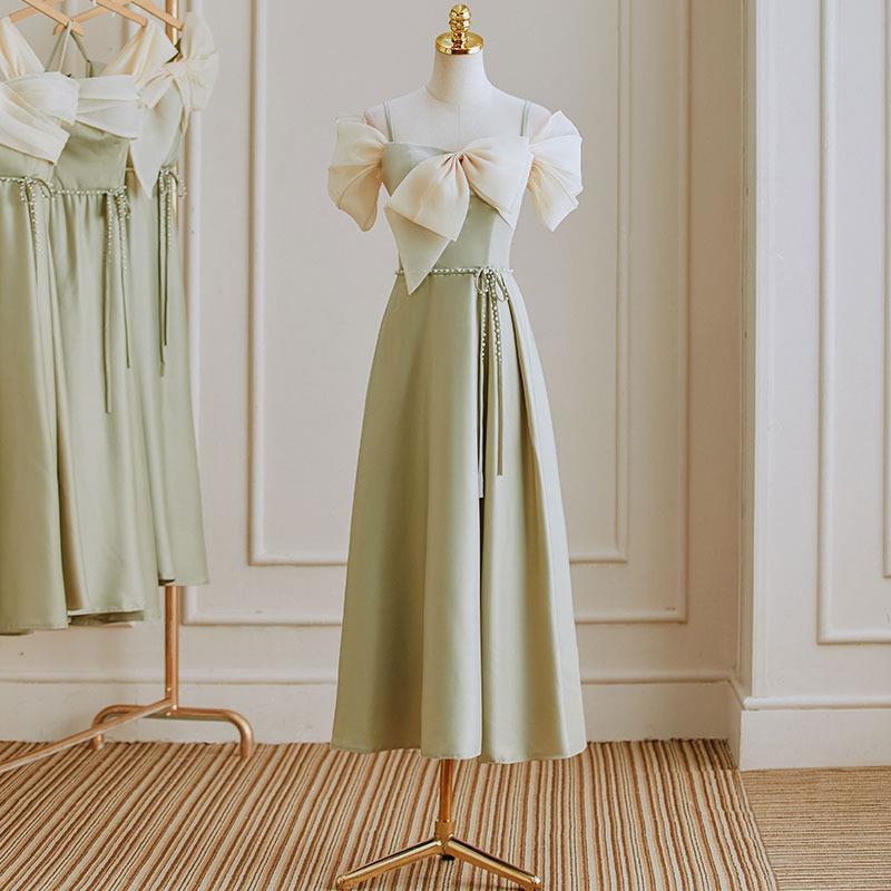 Fashion Satin Green Spring Bridesmaid Dresses