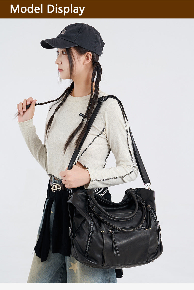 Retro PU Leather Tote Bag