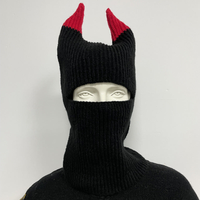 The "Spooky Snuggle" – Halloween Unisex Novelty Knit Beanie & Funny Face Mask