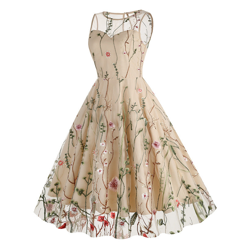 Vintage Sleeveless Embroidery Dresses-Dresses-Free Shipping at meselling99