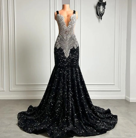 Luxury Sequin Embellished Mermaid Evening Dress