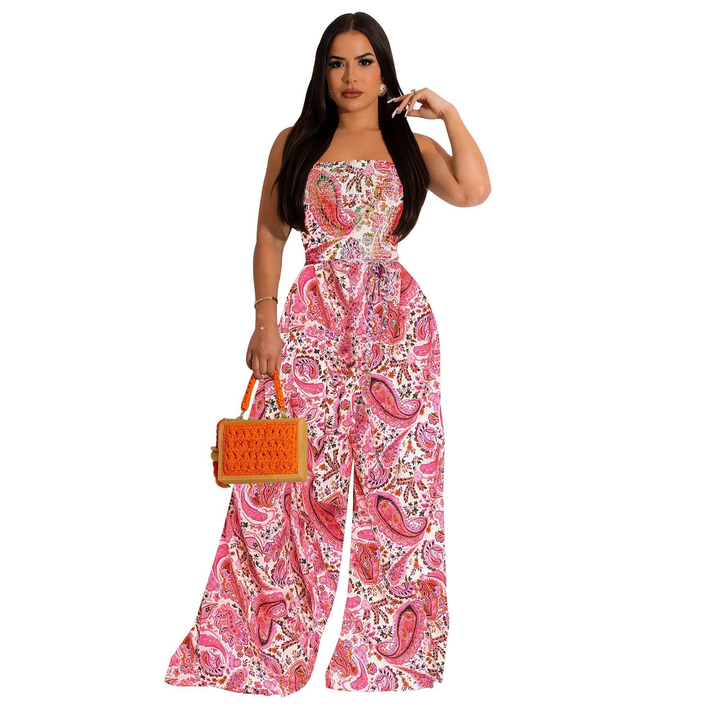 Fashion Floral Print Sleeveless Women Jumpsuits