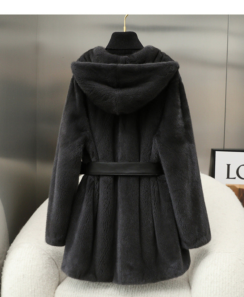 Casual Faux Fur Midi Length Jacket Coats