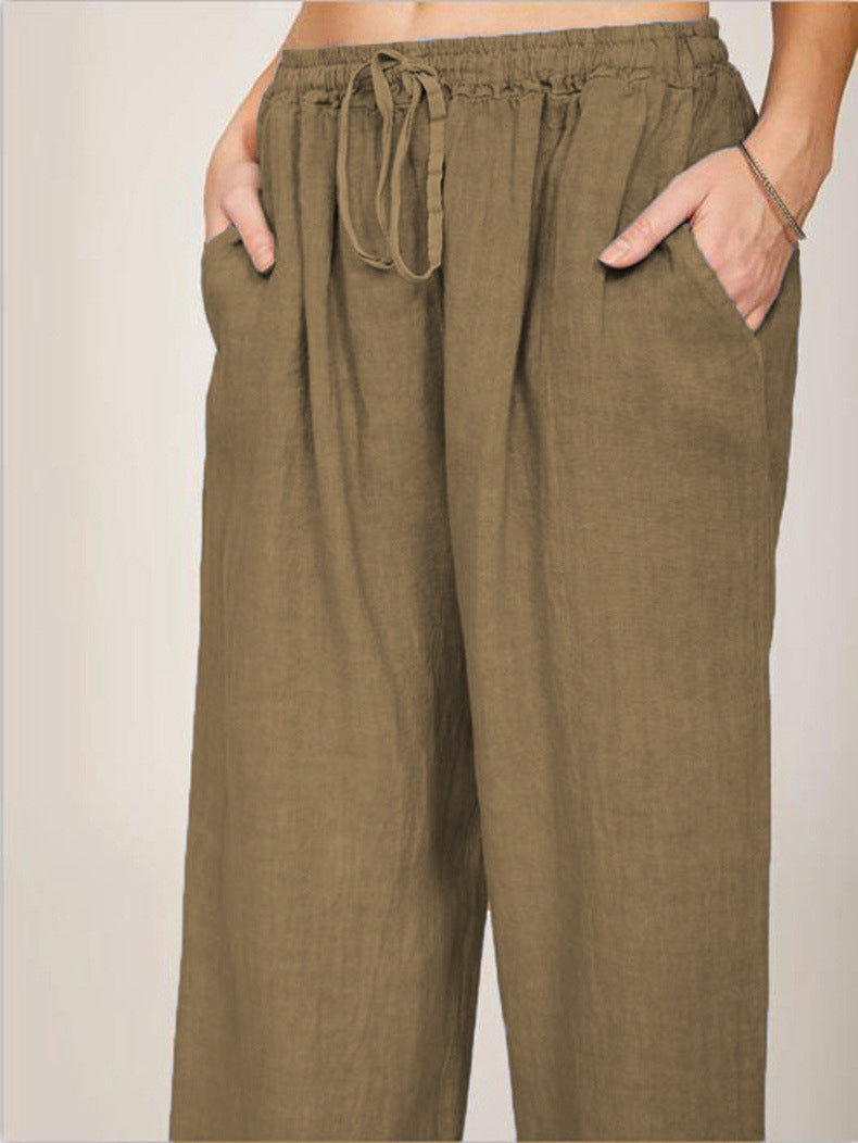 Casual Cotton Linen Plus Sizes Wide Legs Pants