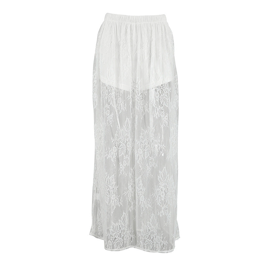 Women's Sexy White Lace Sheer Skirt