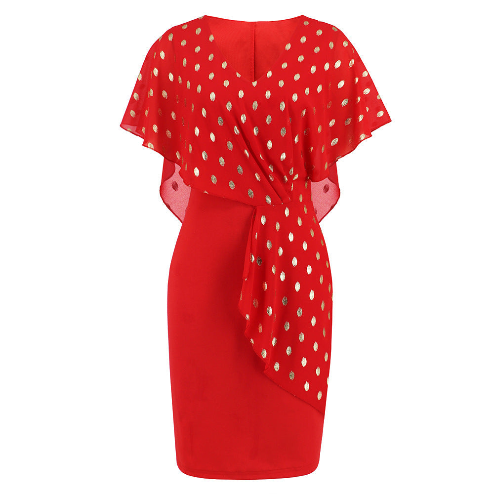 Casual Chiffon Polka Dot Print Party Dresses-Dresses-LQ600-hong-S-Free Shipping at meselling99