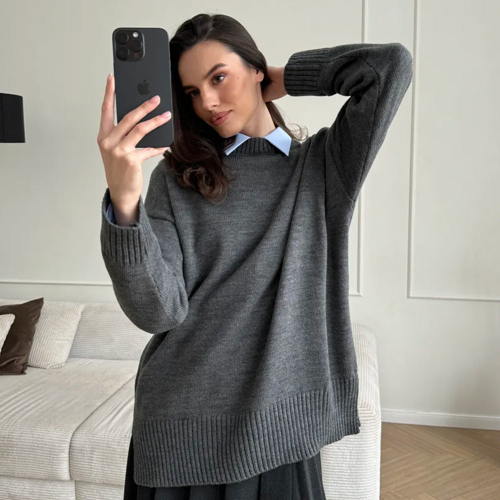 Women's Casual Split Hem Sweater