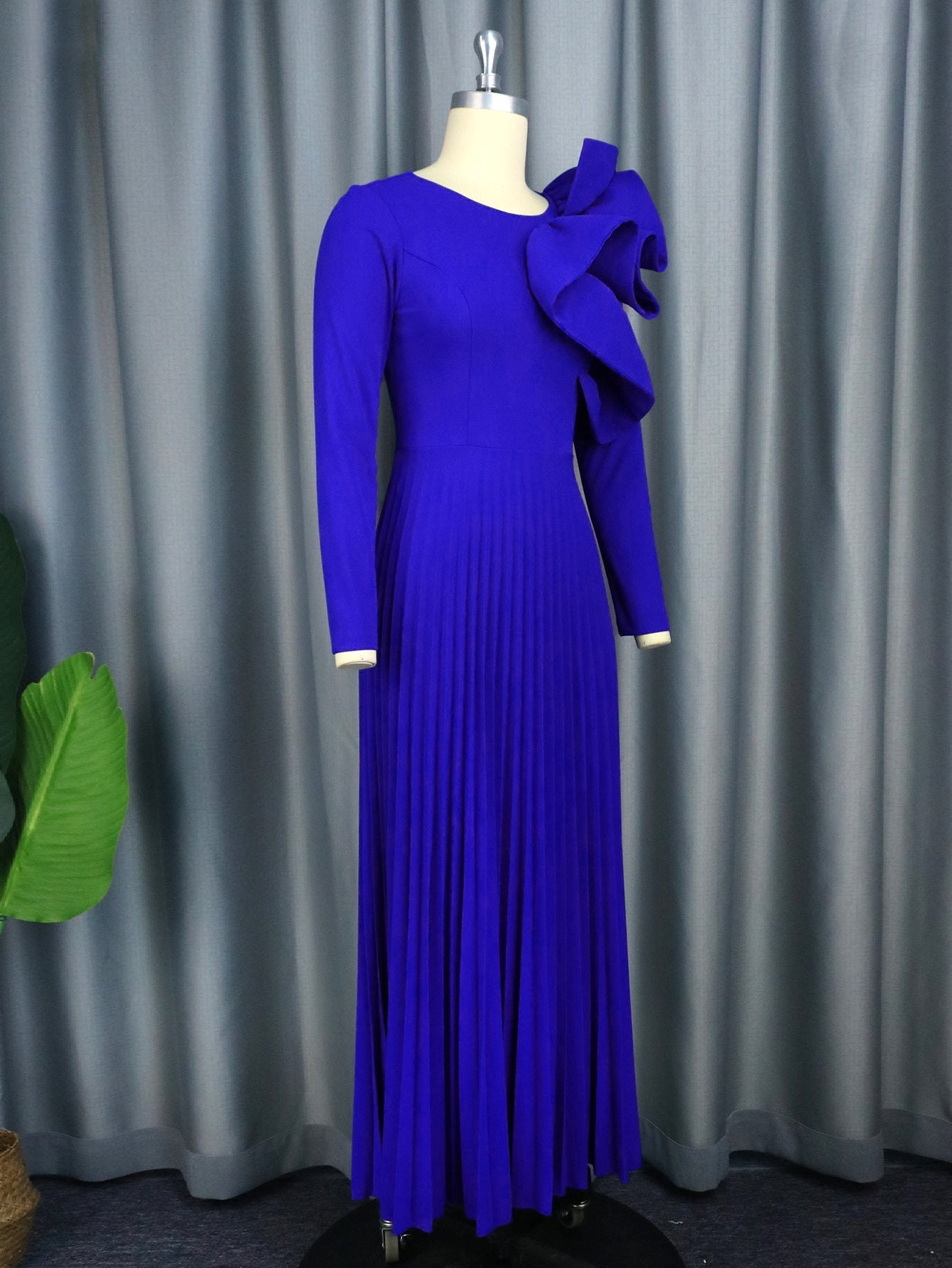 3D Design Long Sleeves Blue Party Dresses-Dresses-Free Shipping at meselling99