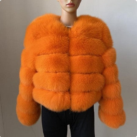 Women's Thickened Faux Fox Fur Spliced Winter Coat