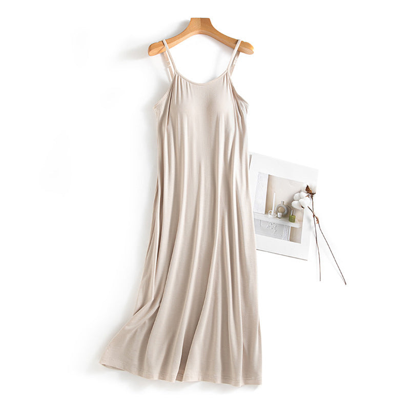 Casual Summer Built in Bra Tank Top Sleep Dresses