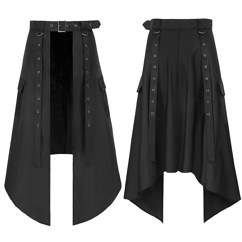 Dark Rock Punk Ashes Series Gothic Asymmetrical Skirt for Men