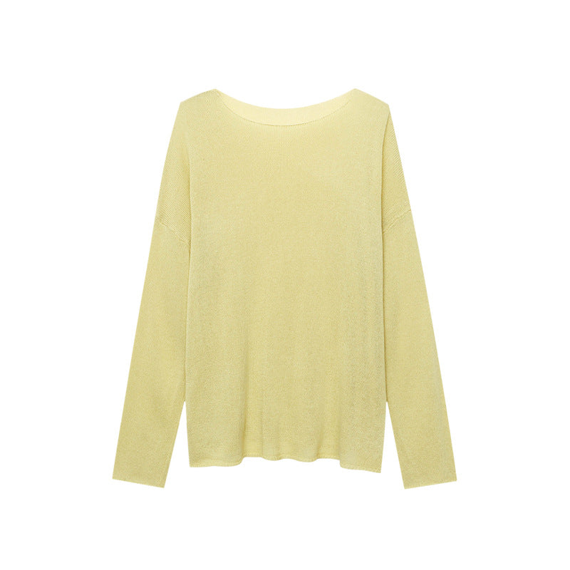 Linen-Blend Relaxed Knit Shirt Blouses