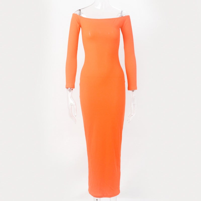 Sexy Off The Shoulder Backless Long Dresses-Dresses-Orange-S-Free Shipping at meselling99
