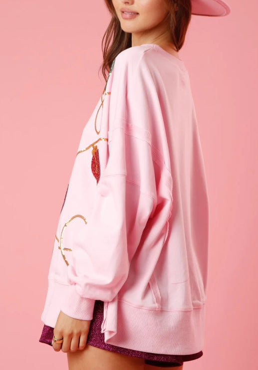 Women's Sparkly Long Sleeve Pullover Hoodie