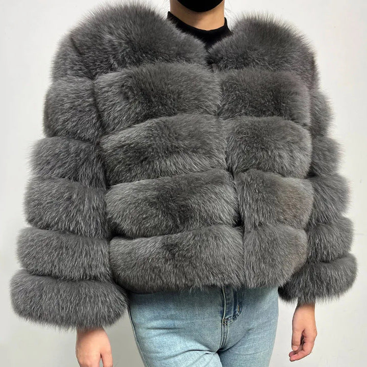 Women's Thickened Faux Fox Fur Spliced Winter Coat