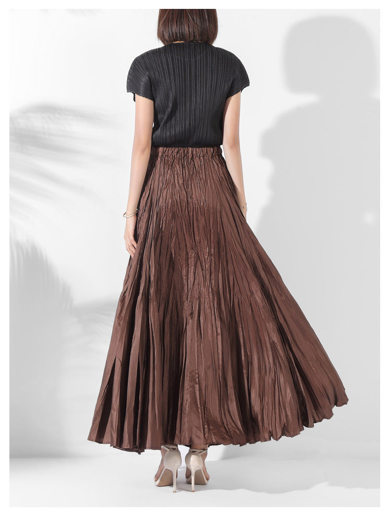 Elegant High-Waisted Solid Color Maxi Skirt