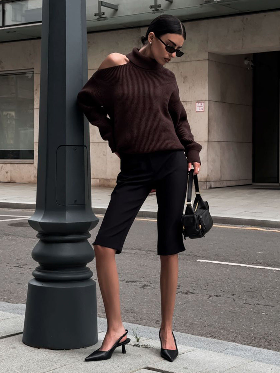 Off-the-Shoulder Cowl Neck Sweater
