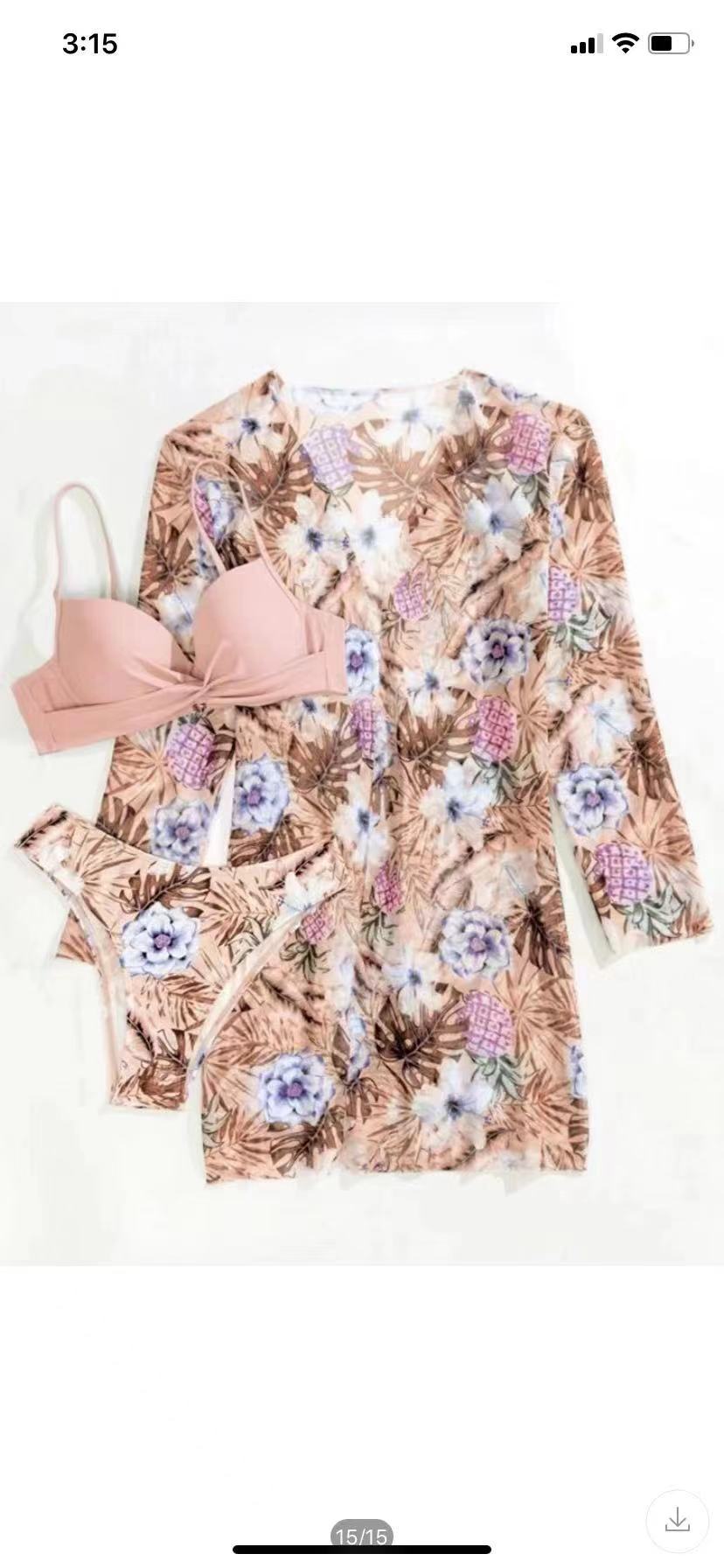 Women's 3-Piece Mesh Long Sleeve Cover-Up – Beach Bikini Set