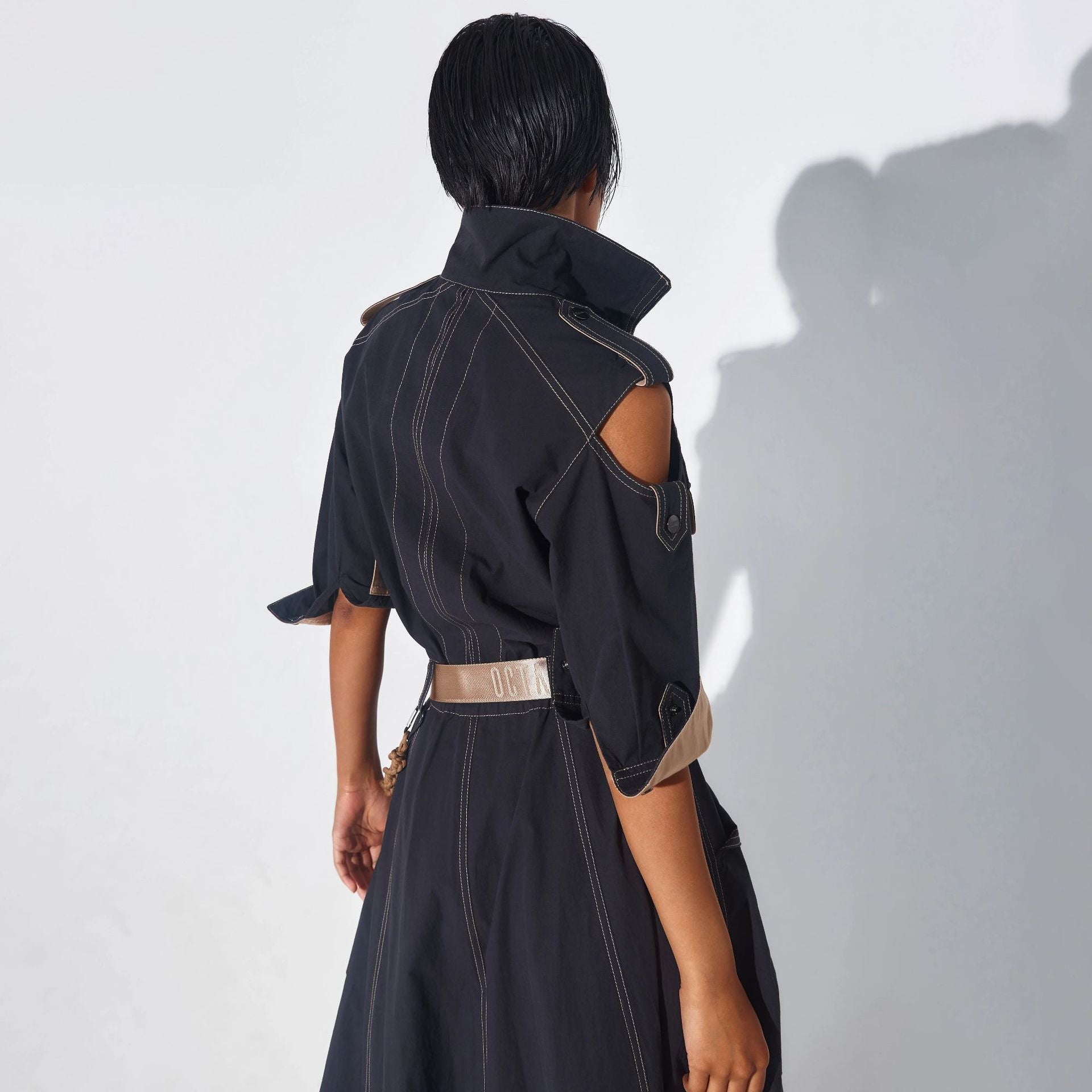 Designed Women's Stylish Off-Shoulder Utility Dress with Belt