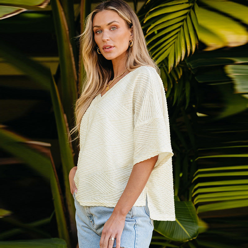 Casual V Neck Short Sleeves T Shirts