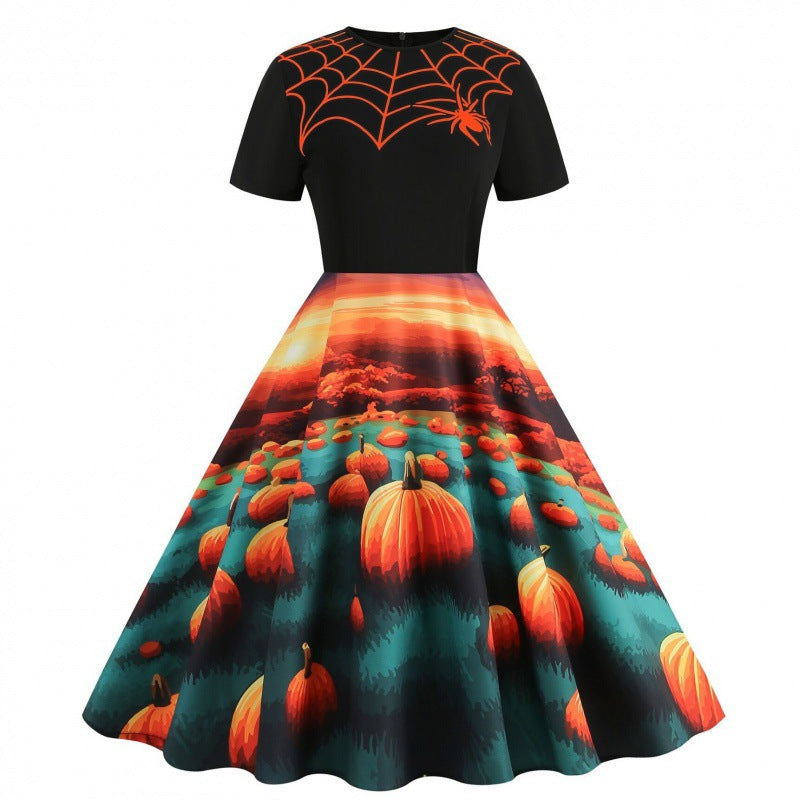 Halloween Print Fit & Flare Dress